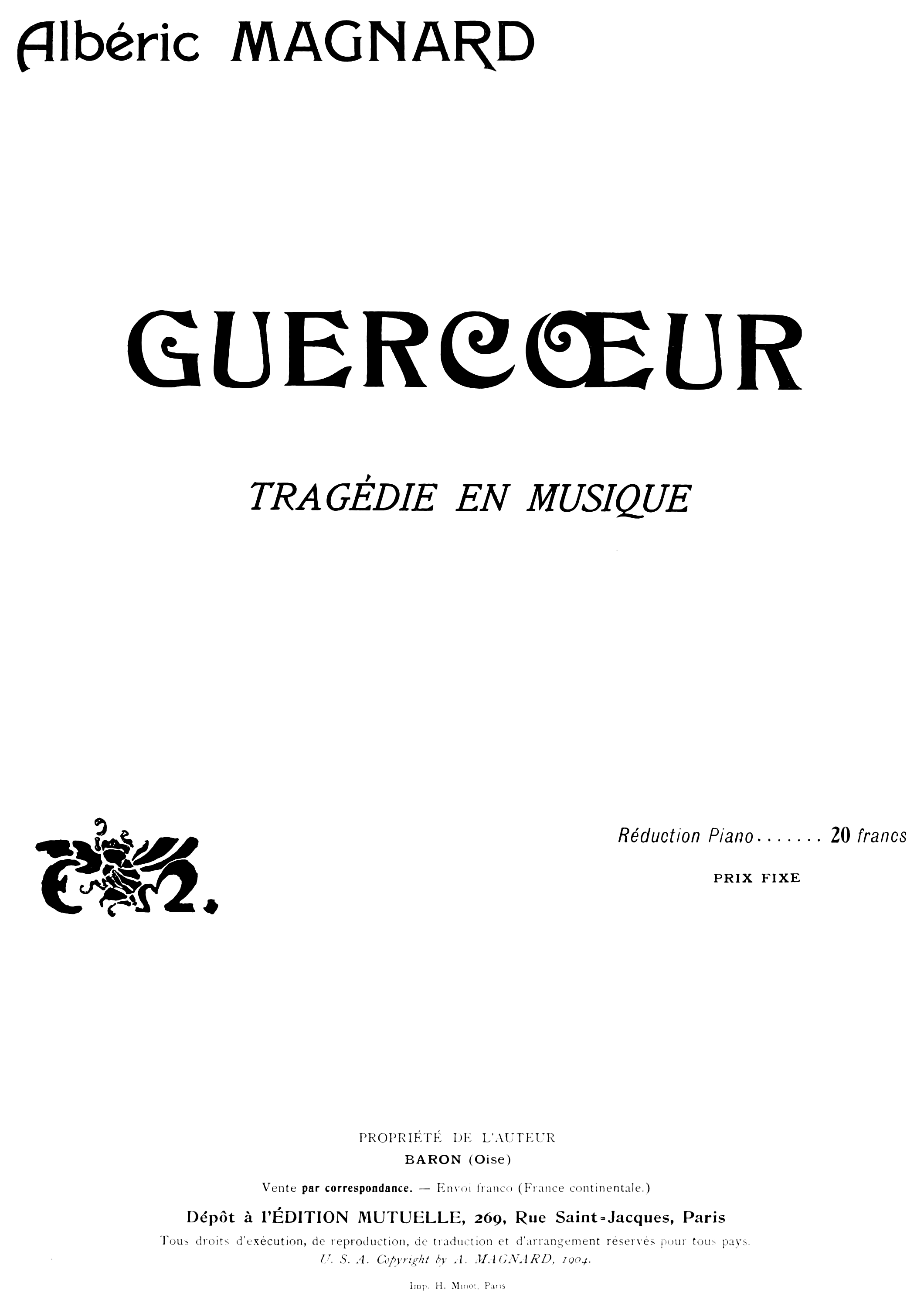 partition chant piano de Guercœur